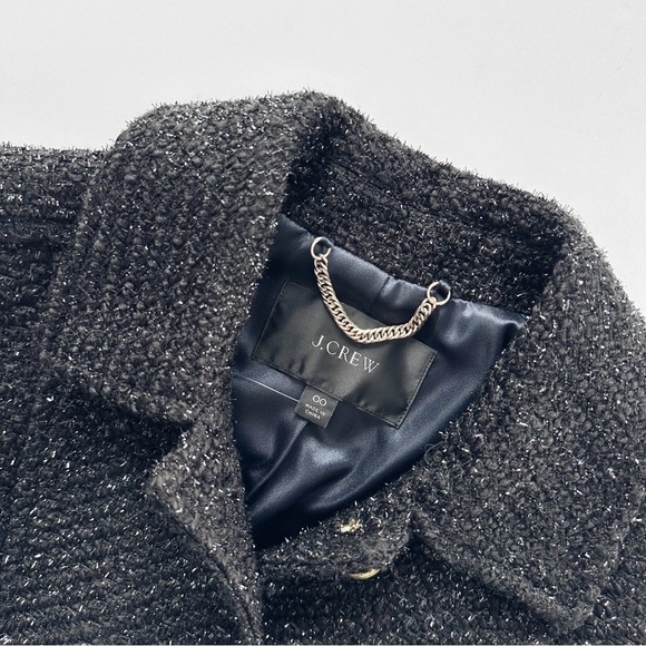 NEW J.Crew Lady Coat in Shimmer Tweed Black XXS - Picture 2 of 11